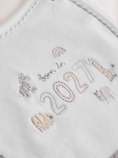 White Born in 2027 Hat and Bib Set (0-12mths) - image 6