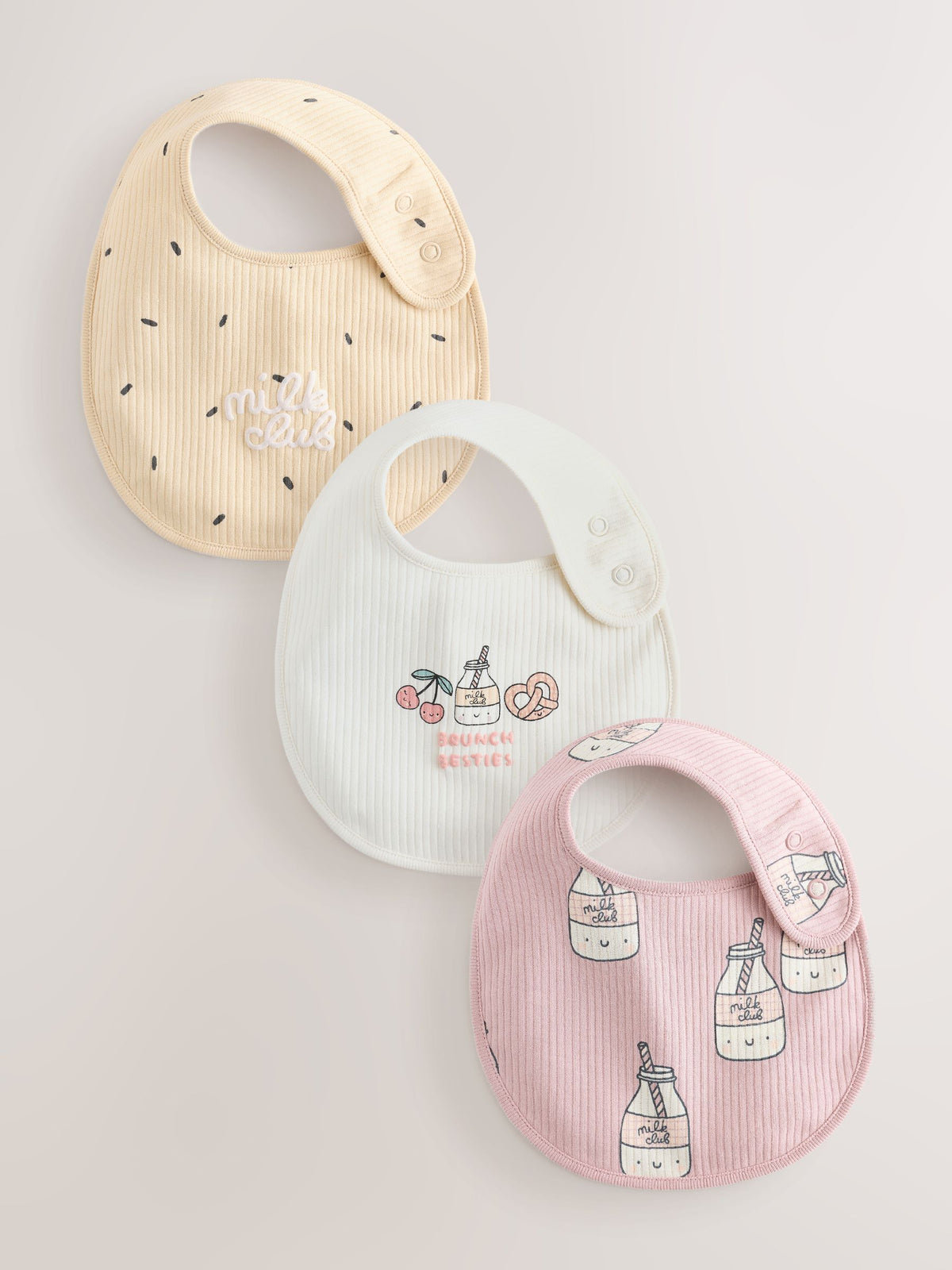 Dsiney Kidz - Pink/Cream Brunch Baby Bibs 3 Pack image 1