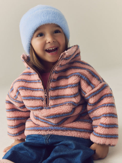 Dsiney Kidz - Blue Pink Stripe Half Zip Fleece (3mths-7yrs) image 1