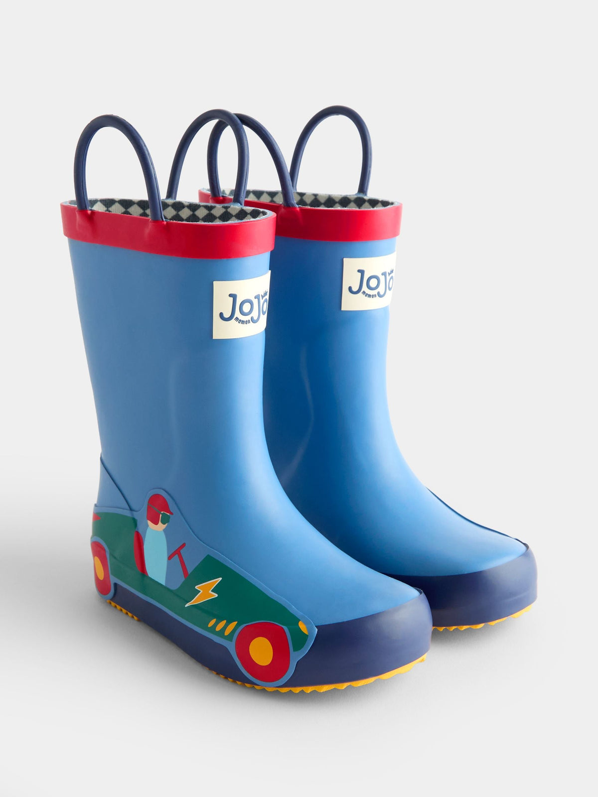 JoJo Maman Bébé Blue Race Car Handle Wellies - image 1