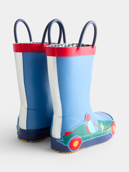 JoJo Maman Bébé Blue Race Car Handle Wellies - image 2