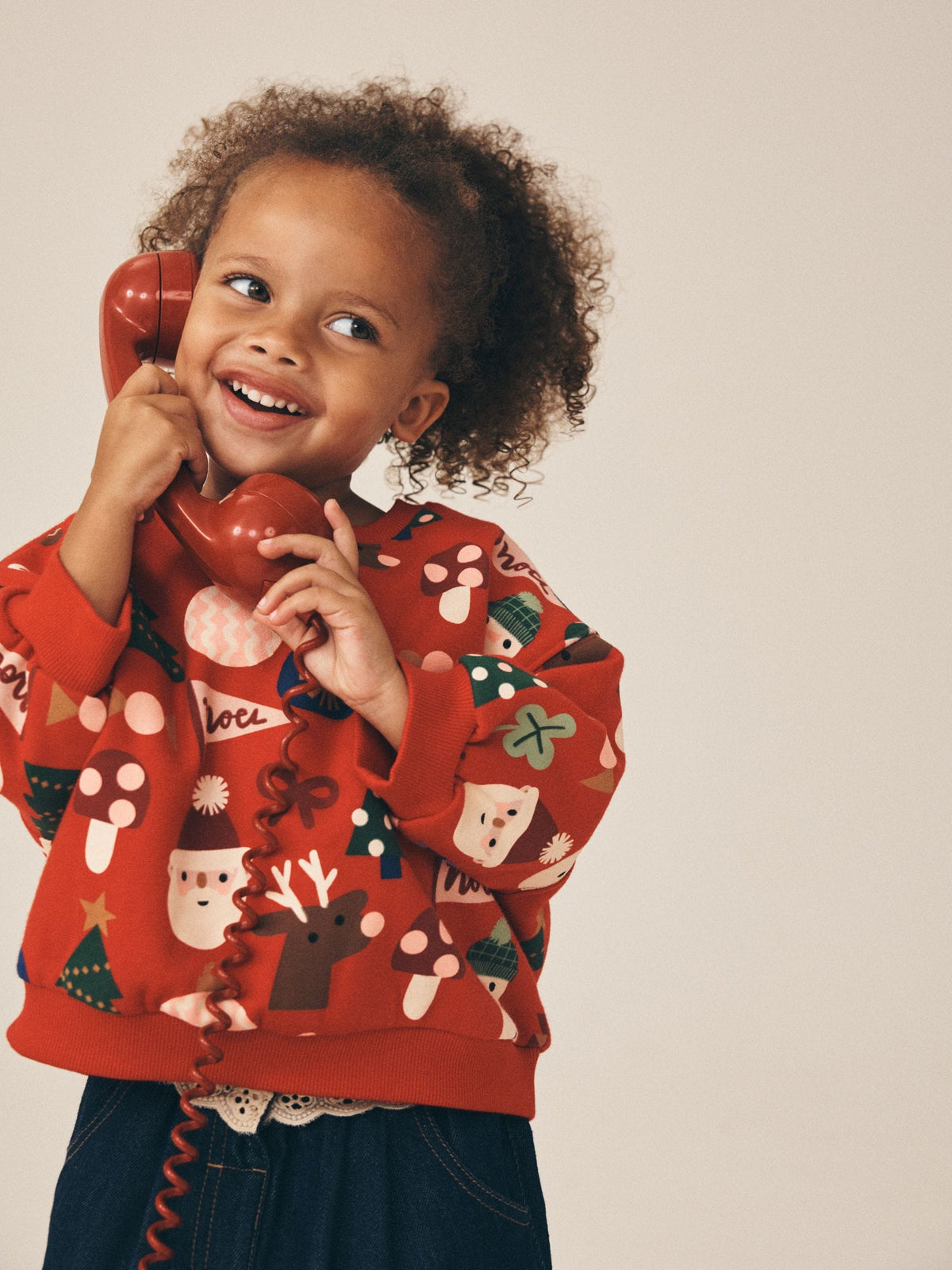 Red Christmas Santa Print Crew Neck Sweatshirt (3mths-7yrs) - image 1