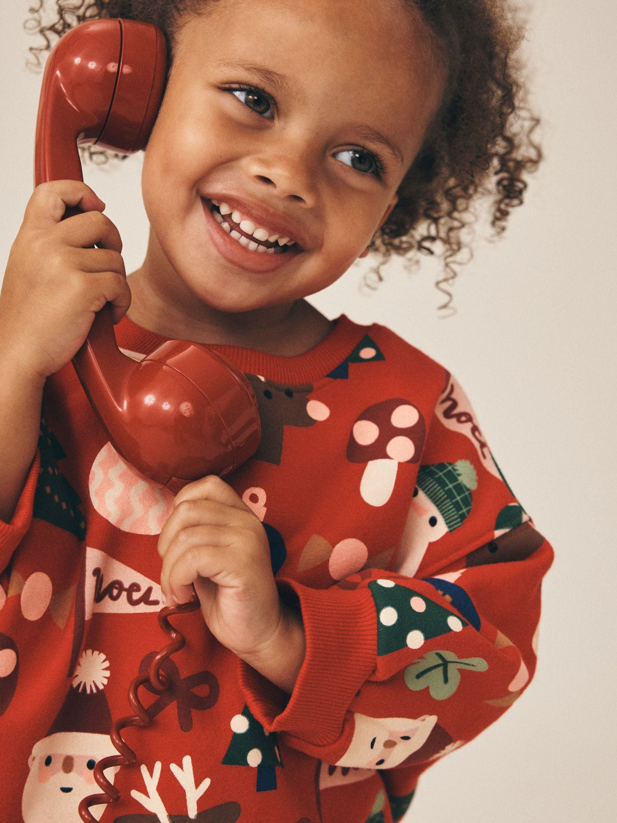 Red Christmas Santa Print Crew Neck Sweatshirt (3mths-7yrs) - image 3