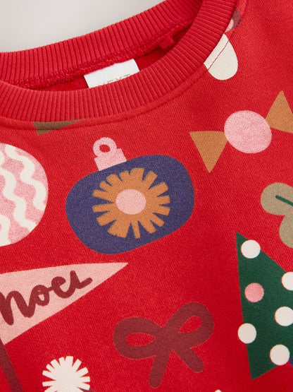 Red Christmas Santa Print Crew Neck Sweatshirt (3mths-7yrs) - image 8