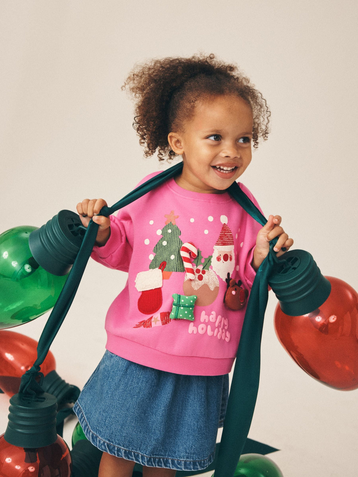 Bright Pink Christmas Crew Neck Sweatshirt (3mths-7yrs) - image 1