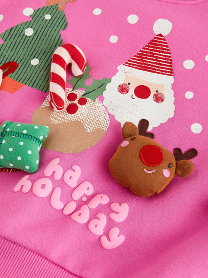 Bright Pink Christmas Crew Neck Sweatshirt (3mths-7yrs) - image 7