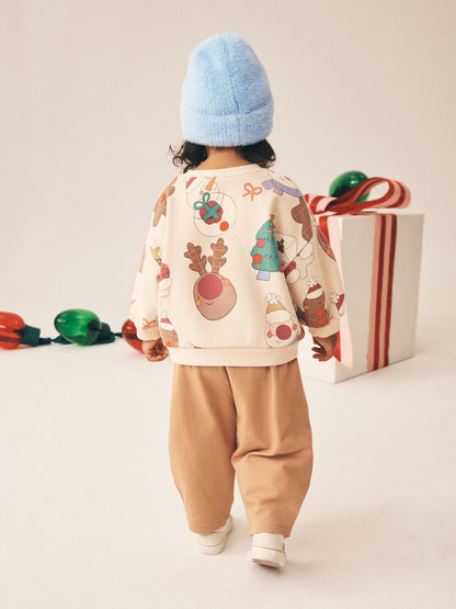 Neutral Christmas Character Sweatshirt and Barrel Leg Set (3mths-7yrs) - image 2