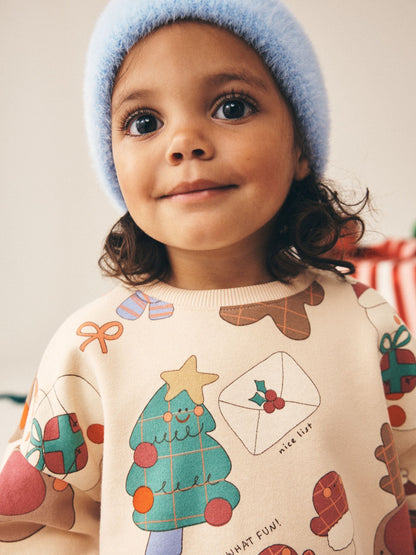 Neutral Christmas Character Sweatshirt and Barrel Leg Set (3mths-7yrs) - image 3