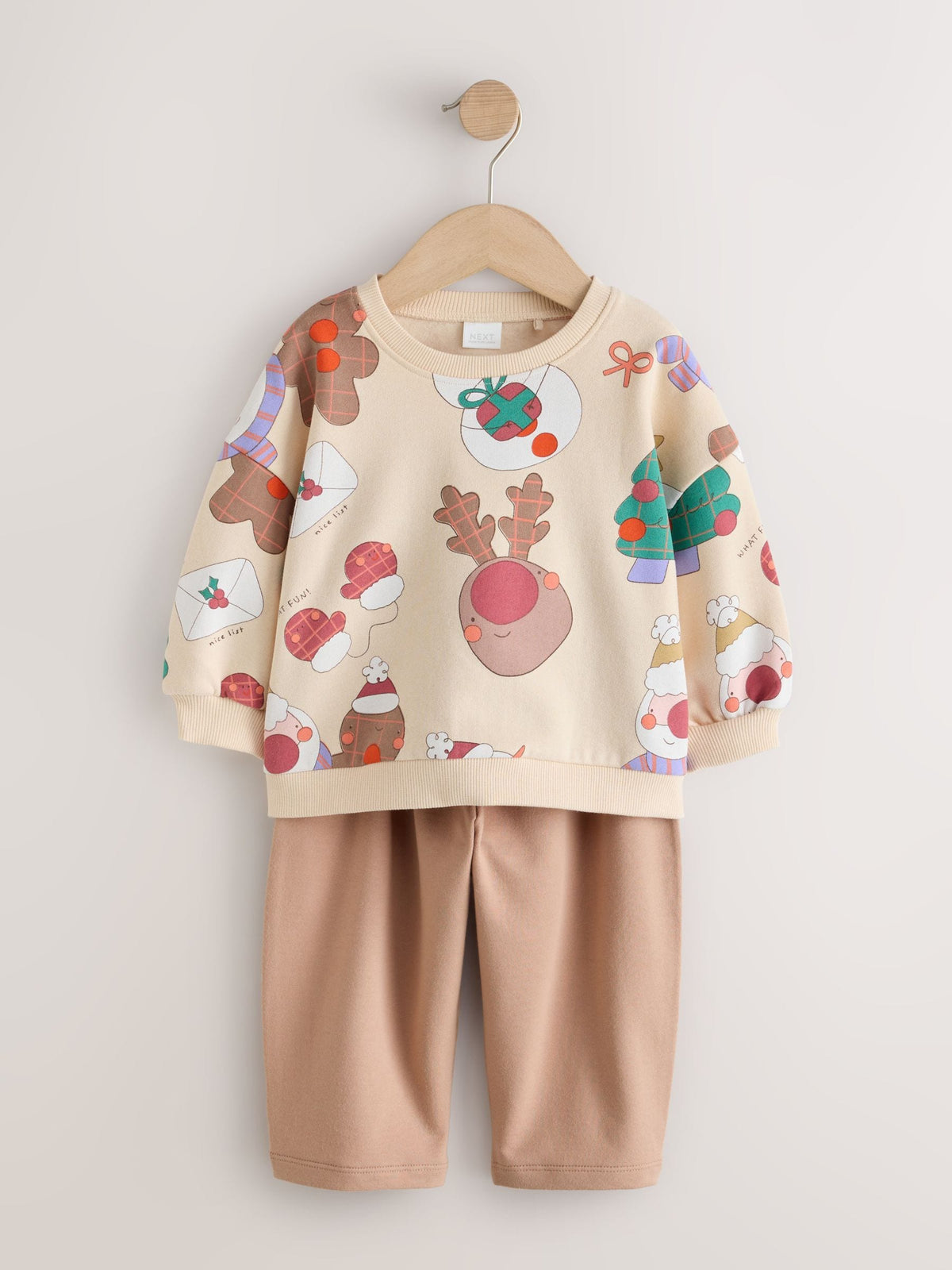 Neutral Christmas Character Sweatshirt and Barrel Leg Set (3mths-7yrs) - image 5
