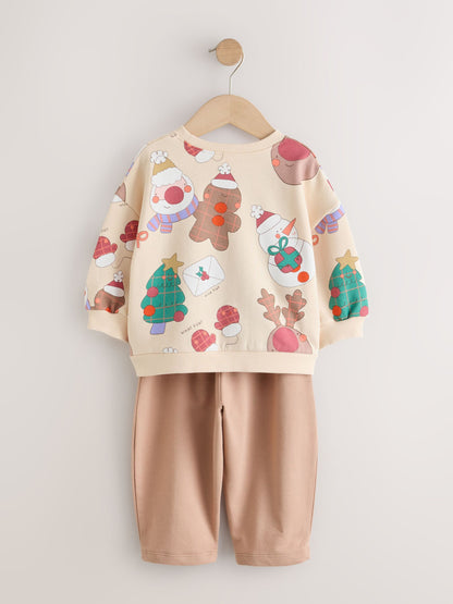 Neutral Christmas Character Sweatshirt and Barrel Leg Set (3mths-7yrs) - image 7
