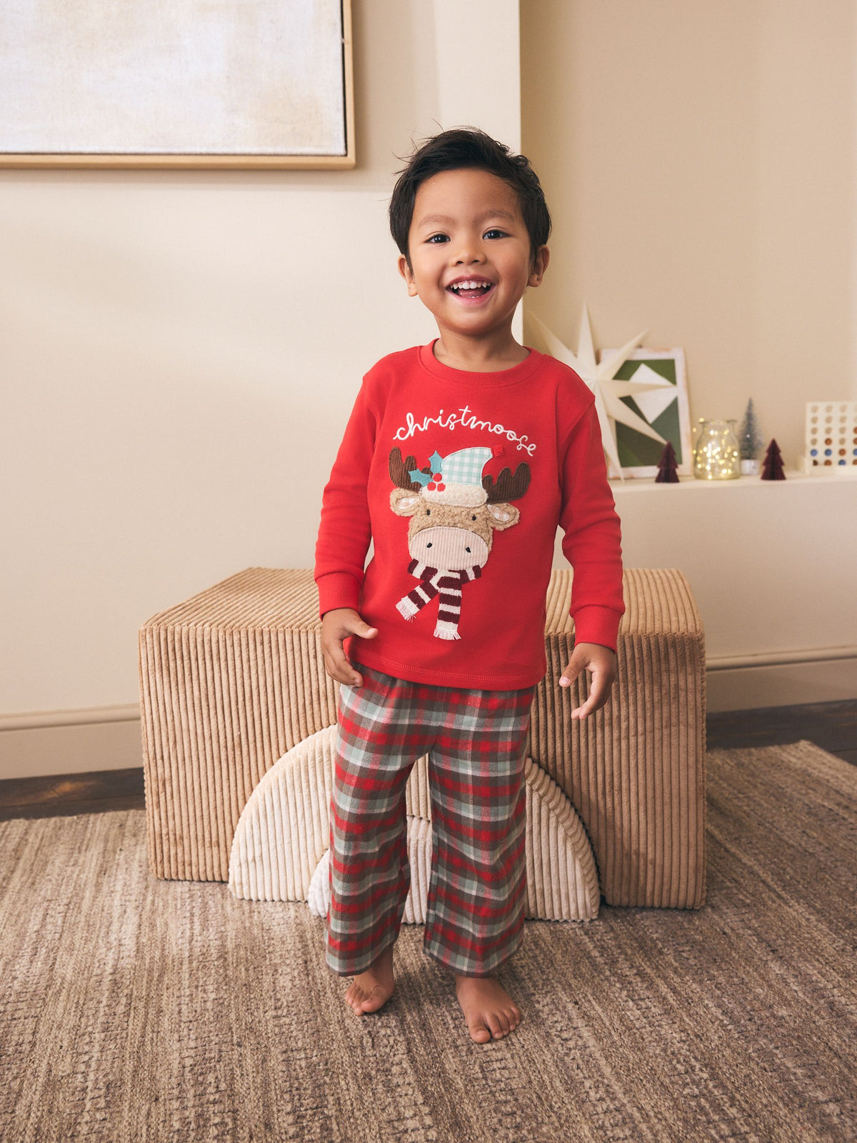 Red Christmoose Check Christmas Pyjamas (9mths-10yrs) - image 2