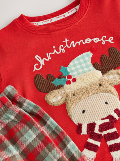 Red Christmoose Check Christmas Pyjamas (9mths-10yrs) - image 3