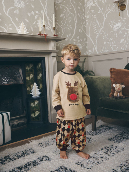Oatmeal Rudolph Placement Christmas Pyjamas (9mths-10yrs) - image 1