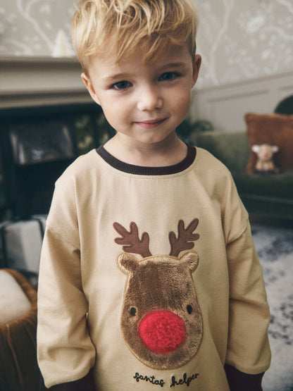 Oatmeal Rudolph Placement Christmas Pyjamas (9mths-10yrs) - image 3