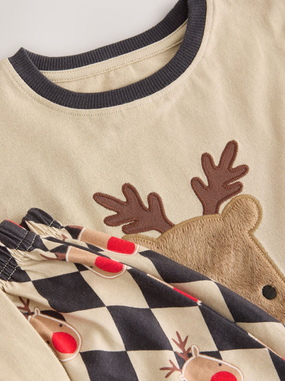Oatmeal Rudolph Placement Christmas Pyjamas (9mths-10yrs) - image 9