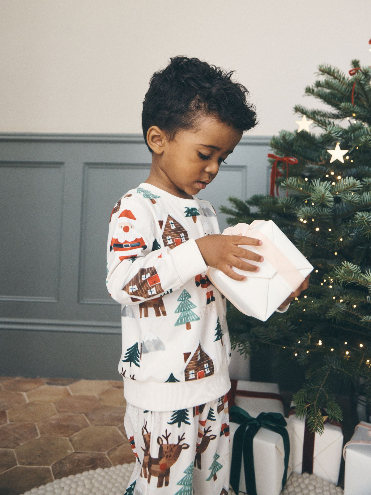 Cream All Over Scene Christmas Pyjamas (9mths-10yrs) - image 2