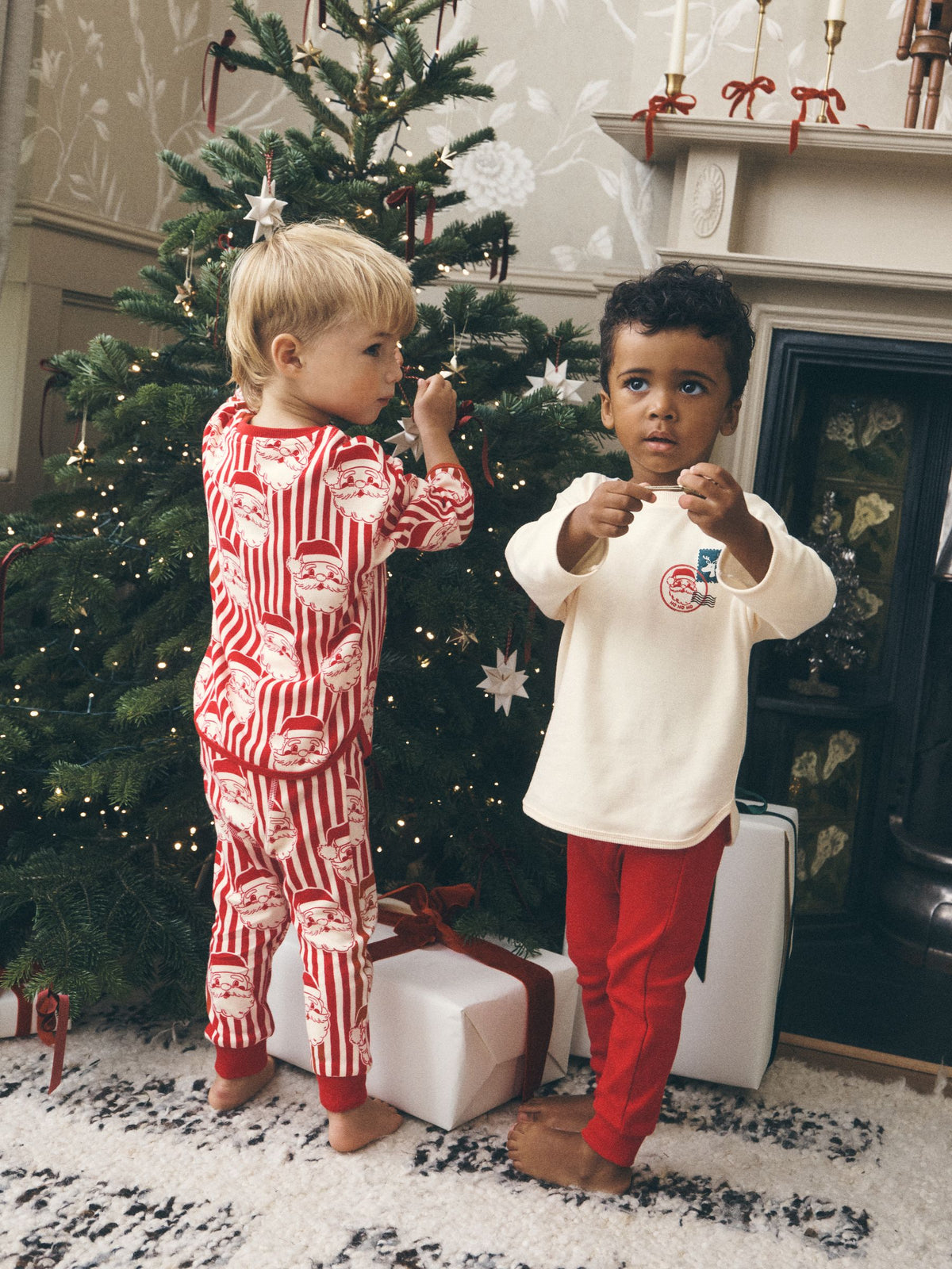 Red/White Santa Stripe Christmas Pyjamas 2 Pack (9mths-10yrs) - image 1