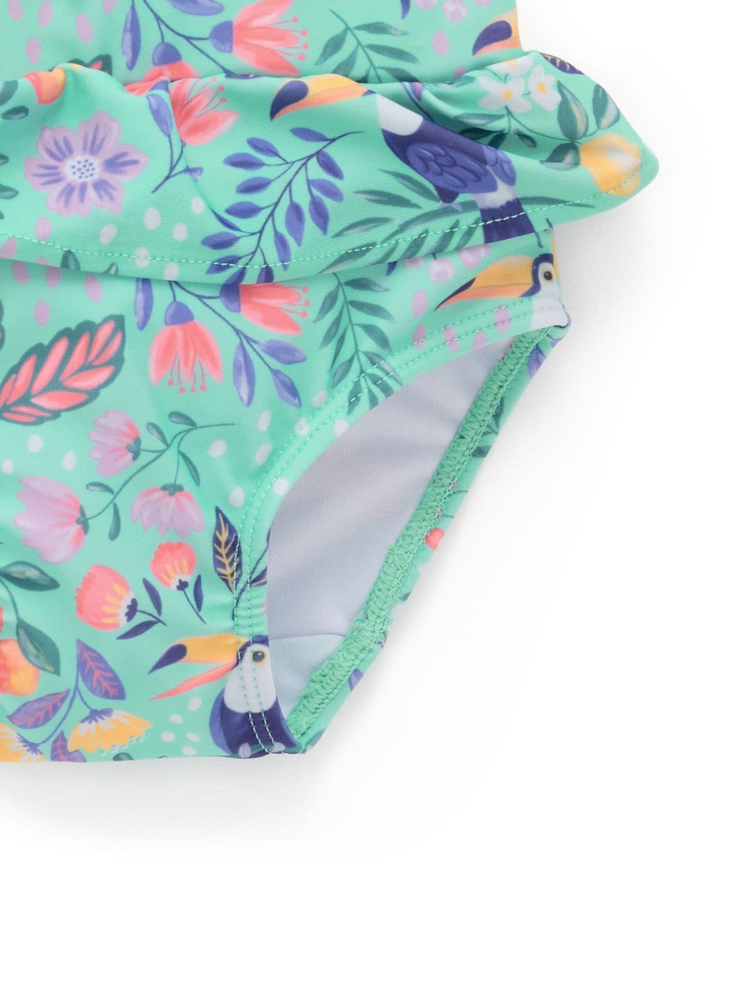 Purebaby Green Printed Long Sleeve Rashie Swim Set image 4