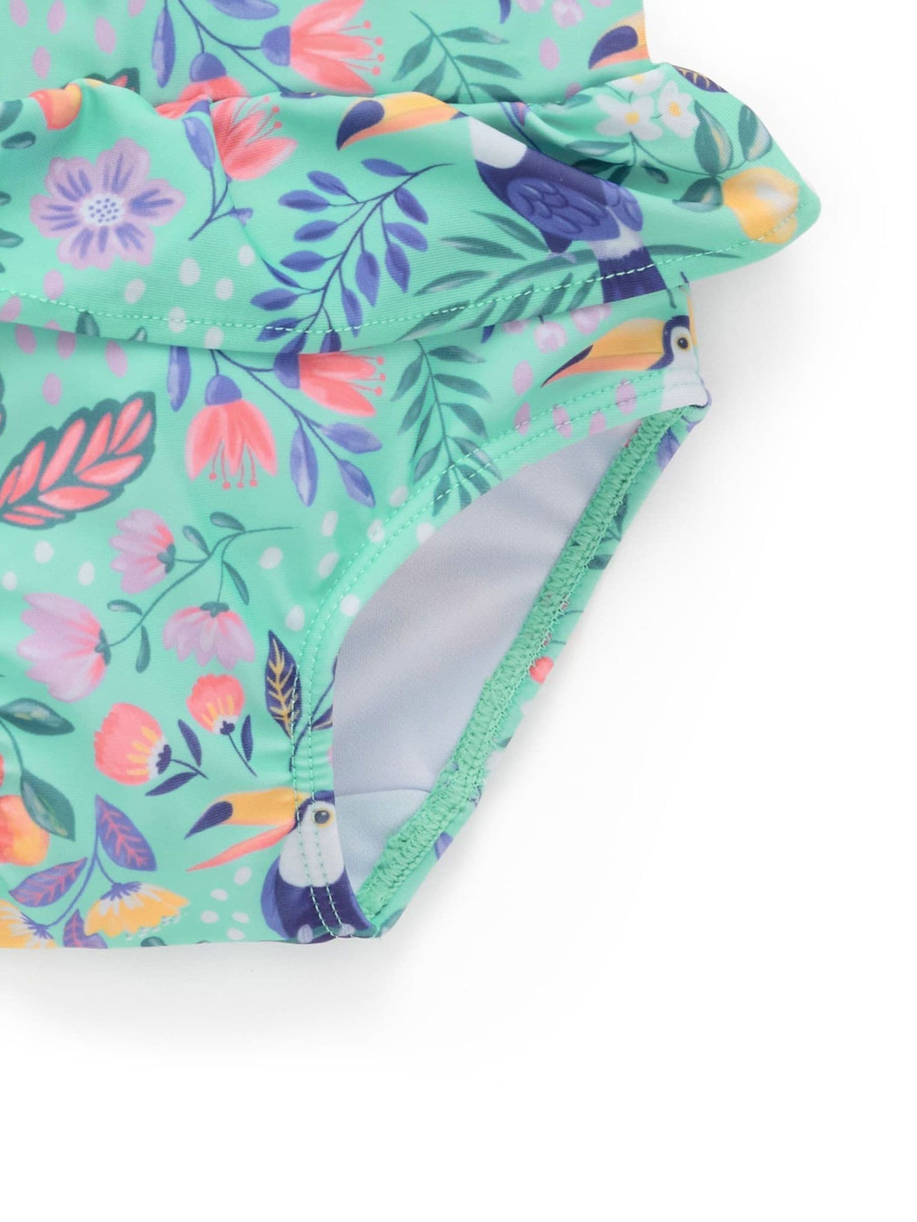 Purebaby Green Printed Long Sleeve Rashie Swim Set image 4
