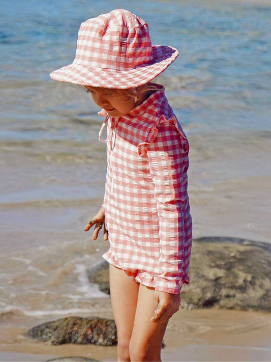 Dsiney Kidz - Purebaby Pink Printed Frilly Long Sleeve Swimsuit image 1