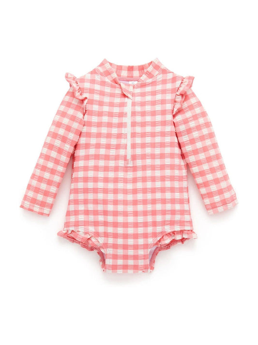 Dsiney Kidz - Purebaby Pink Printed Frilly Long Sleeve Swimsuit image 2