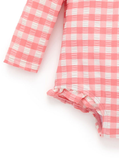 Purebaby Pink Printed Frilly Long Sleeve Swimsuit image 3