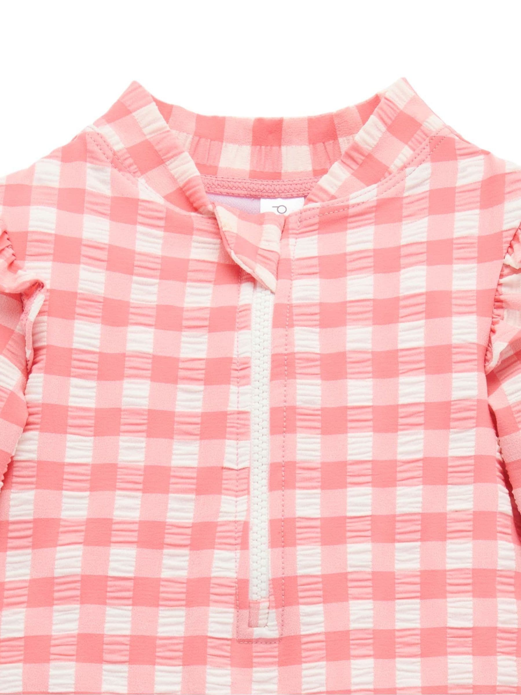 Purebaby Pink Printed Frilly Long Sleeve Swimsuit image 4