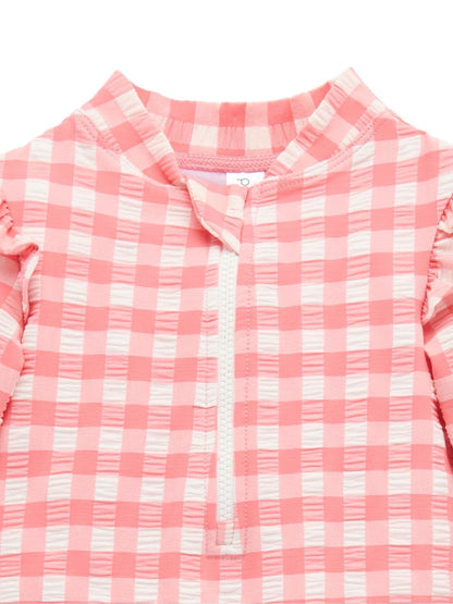 Purebaby Pink Printed Frilly Long Sleeve Swimsuit image 4
