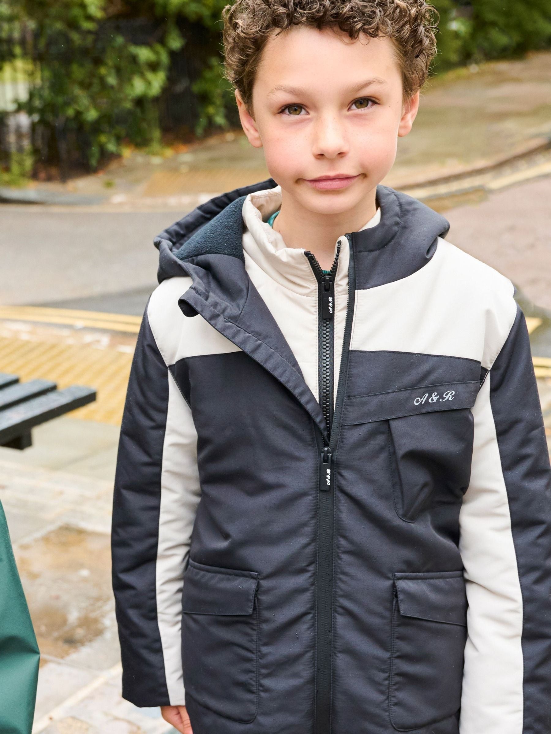 Dsiney Kidz - Angel & Rocket Black Samuel Colour Block Fleece Lined Coat image 1
