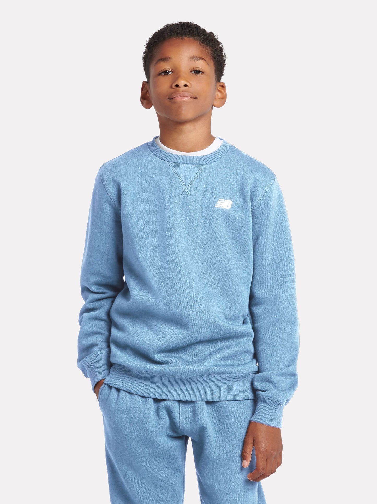 Dsiney Kidz - New Balance Light Blue French Terry Small Logo Crew Neck Sweatshirt image 1