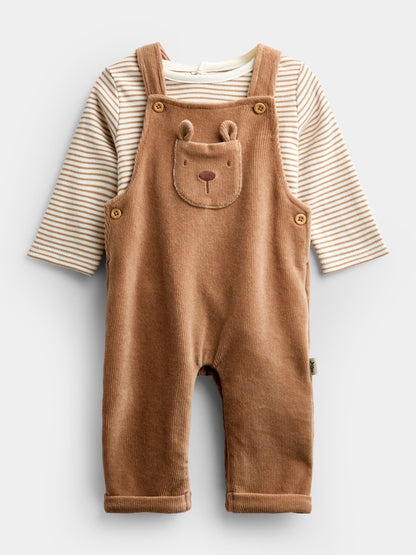 Dsiney Kidz - Jojo Maman Bébé Brown Bear Jersey Dungaree & Bodysuit Set image 1