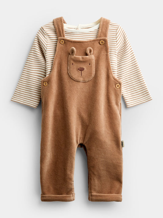 Dsiney Kidz - Jojo Maman Bébé Brown Bear Jersey Dungaree & Bodysuit Set image 1