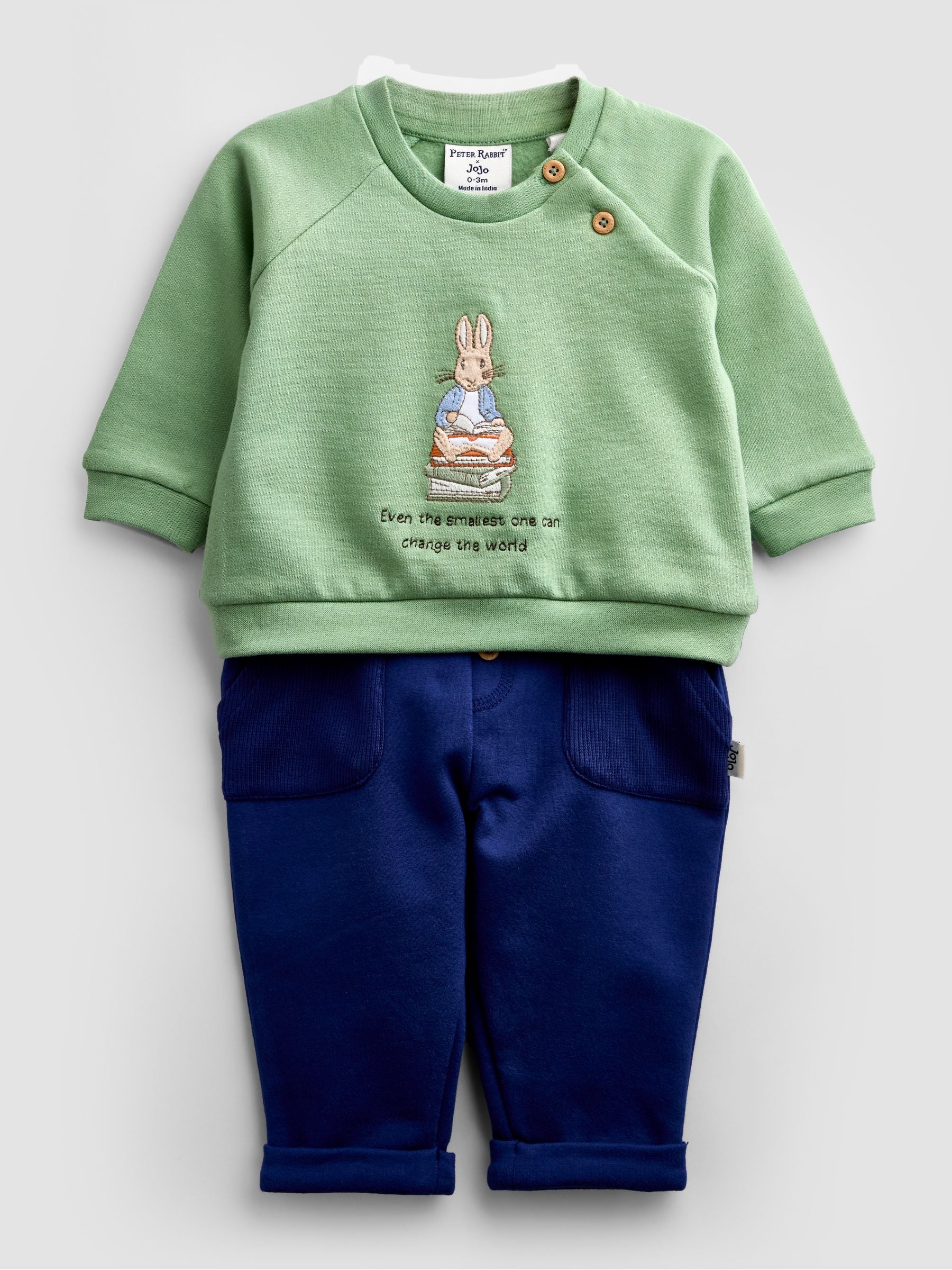 Dsiney Kidz - JoJo Maman Bébé Green Peter Rabbit™ Sweatshirt & Leggings Set image 1