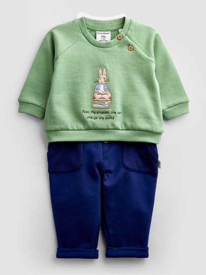 Dsiney Kidz - JoJo Maman Bébé Green Peter Rabbit™ Sweatshirt & Leggings Set image 1