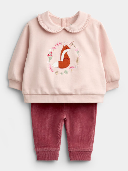 Dsiney Kidz - Jojo Maman Bébé Rose Pink Fox Sweatshirt & Leggings Set image 1