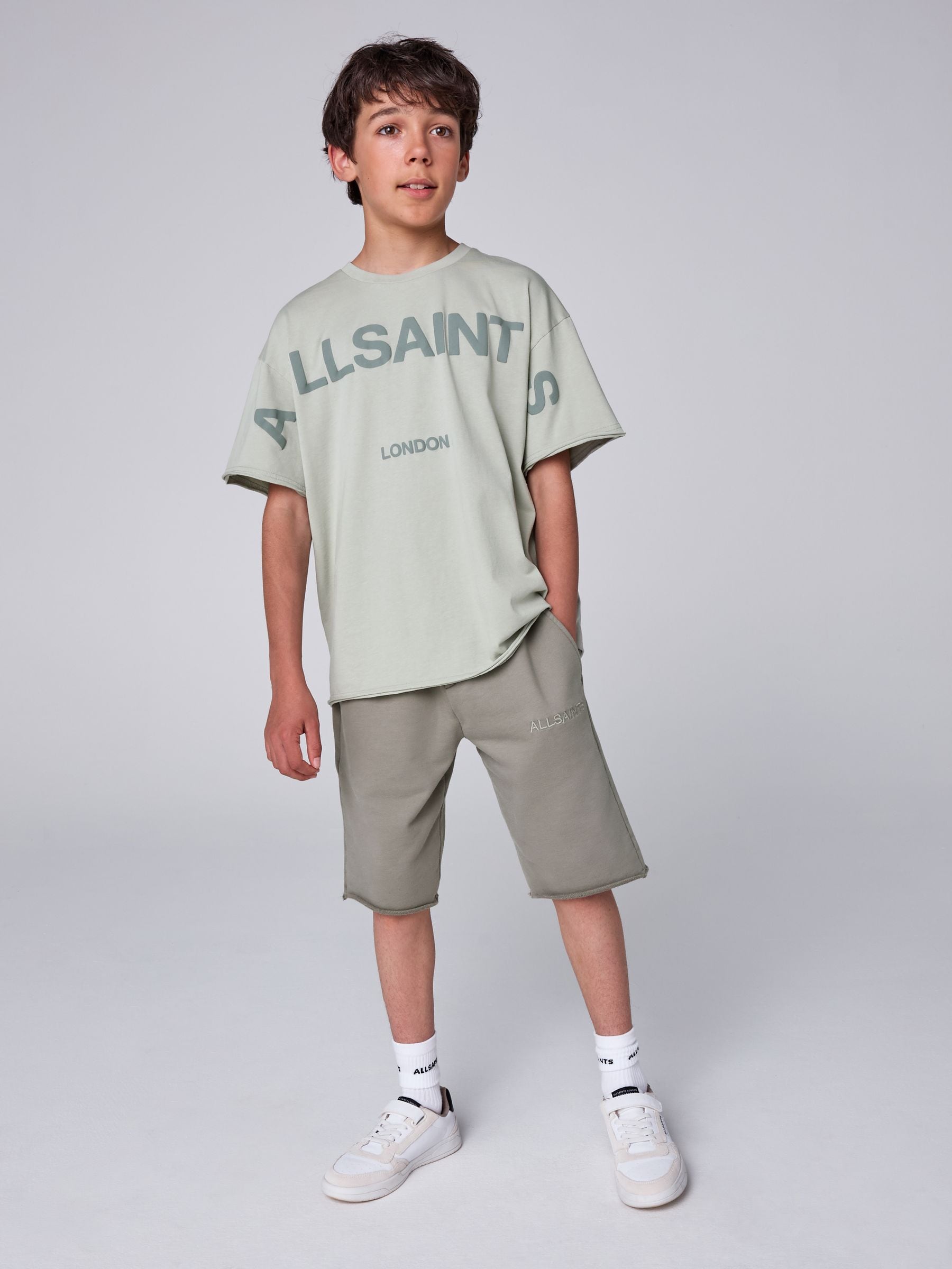 Dsiney Kidz - smALLSAINTS Green Biggy Oversized T-Shirt and Sweat Shorts Set image 1