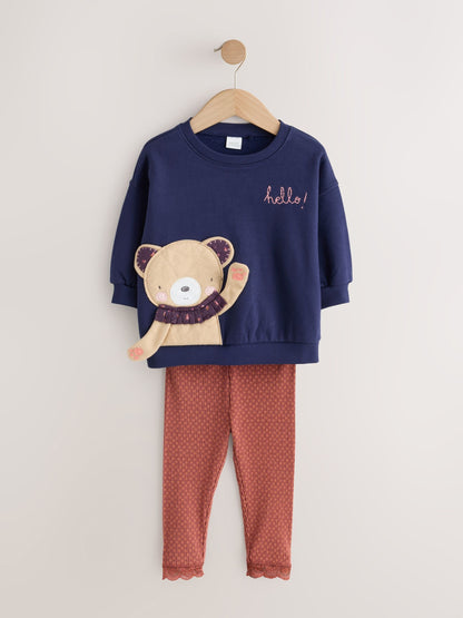 Navy Bear Sweatshirt and Leggings Set (3mths-7yrs) - image 5