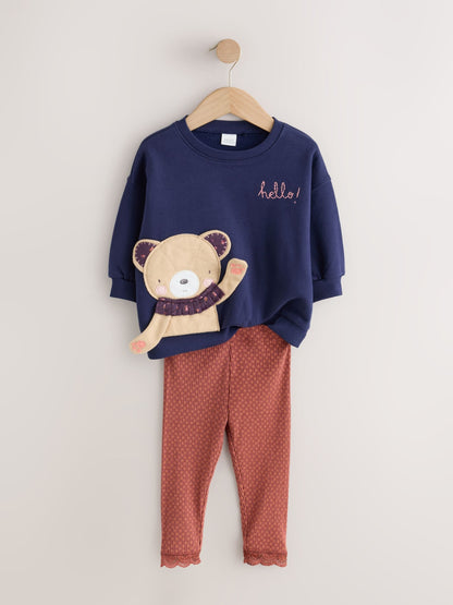 Navy Bear Sweatshirt and Leggings Set (3mths-7yrs) - image 6