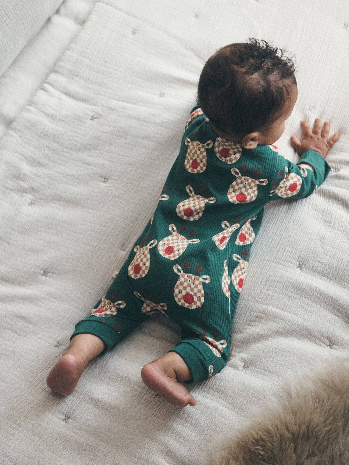 Green Reindeer Christmas Two Way Zip Sleepsuit (0mths-3yrs) - image 5