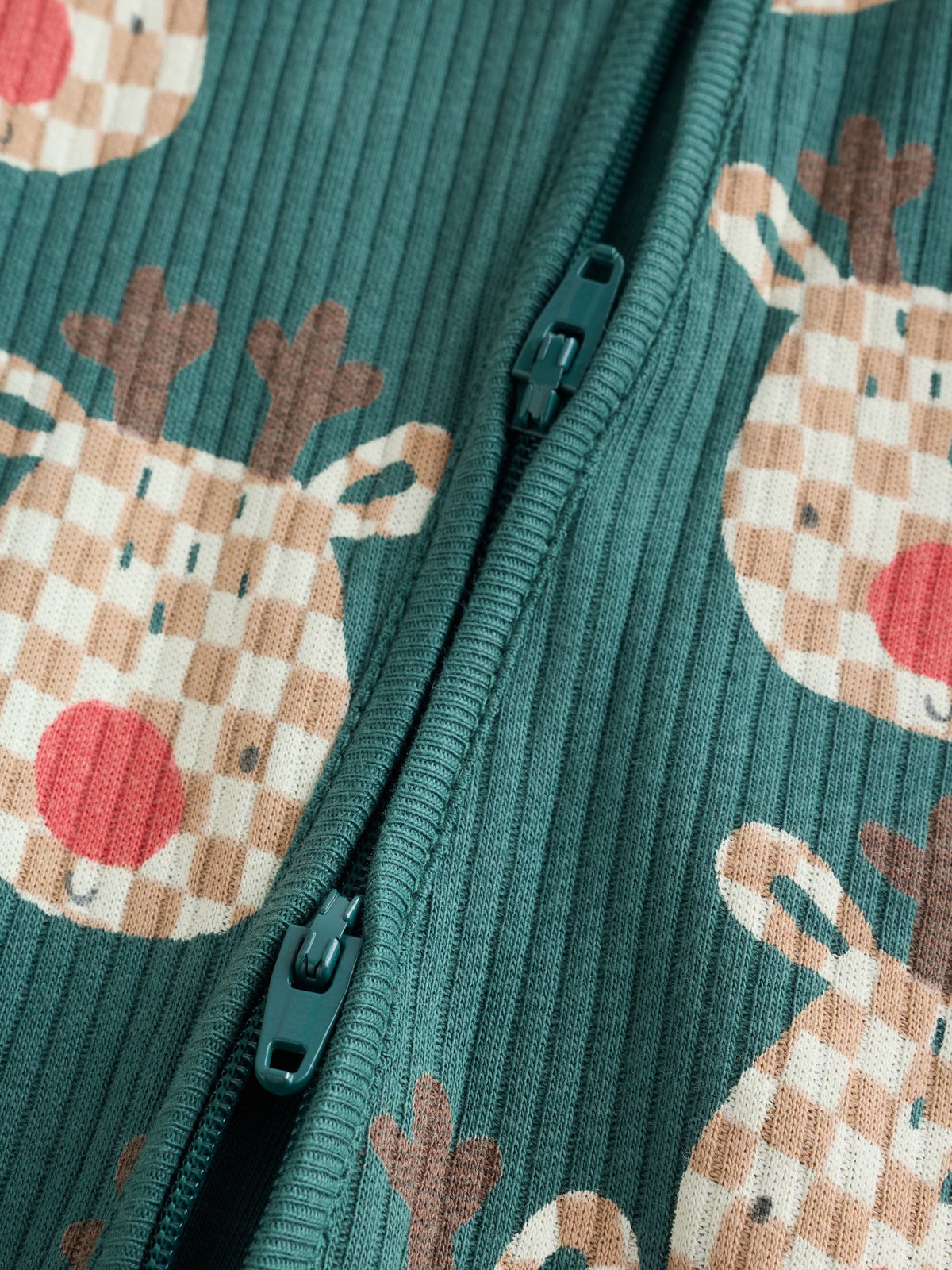Green Reindeer Christmas Two Way Zip Sleepsuit (0mths-3yrs) - image 9