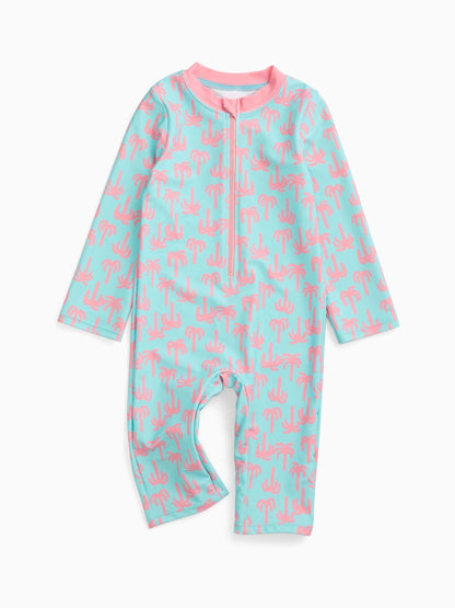 KIDLY by MORI Blue Front Zip Sunsafe Swimsuit image 5