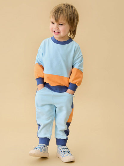 Dsiney Kidz - KIDLY by MORI Orange Colourblock Soft Cotton Oversized Sweatshirt image 2