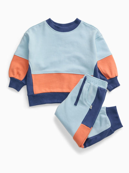 Dsiney Kidz - KIDLY by MORI Orange Colourblock Soft Cotton Oversized Sweatshirt image 6