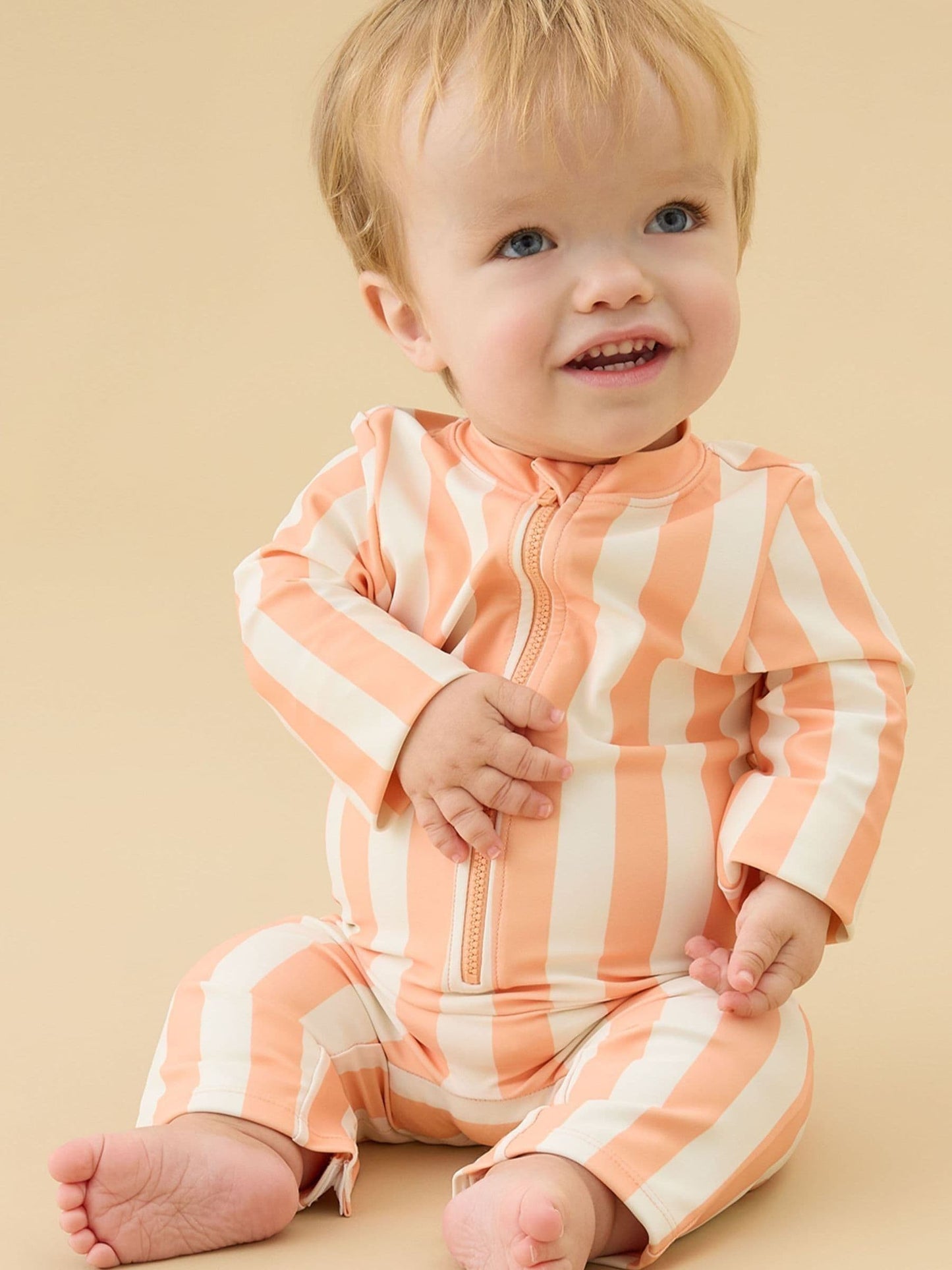 KIDLY by MORI Orange Front Zip Sunsafe Swimsuit image 1