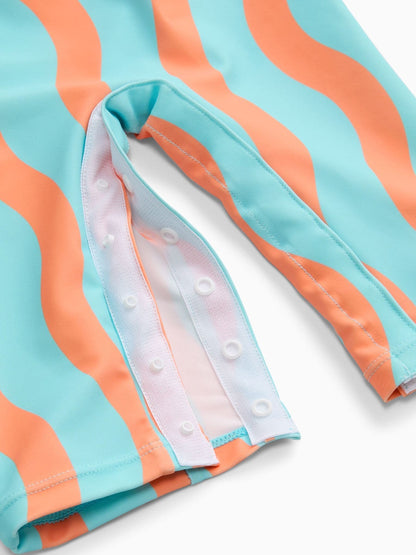 KIDLY by MORI Turquiose Orange Front Zip Sunsafe Swimsuit image 4