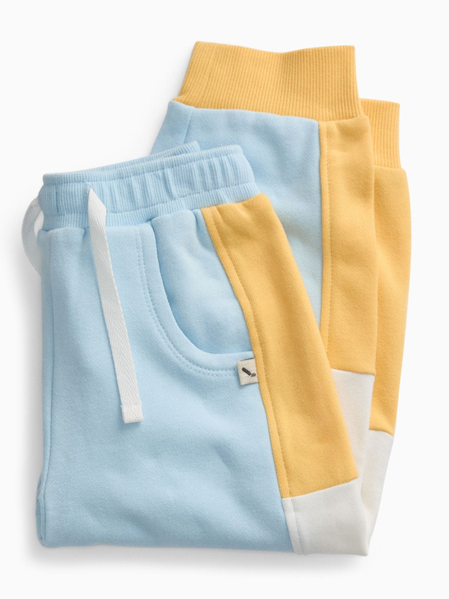 KIDLY by MORI Yellow Colourblock Soft Cotton Joggers image 3