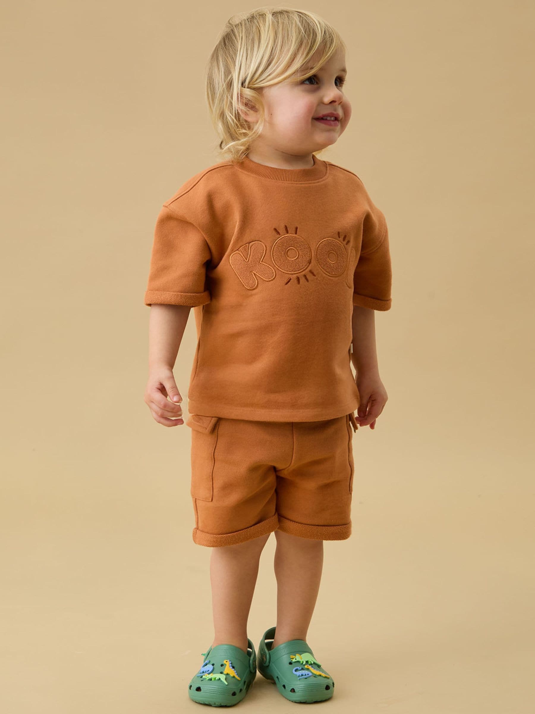 Dsiney Kidz - KIDLY by MORI Brown Loopback Soft Cotton Shorts With Side Pockets image 1
