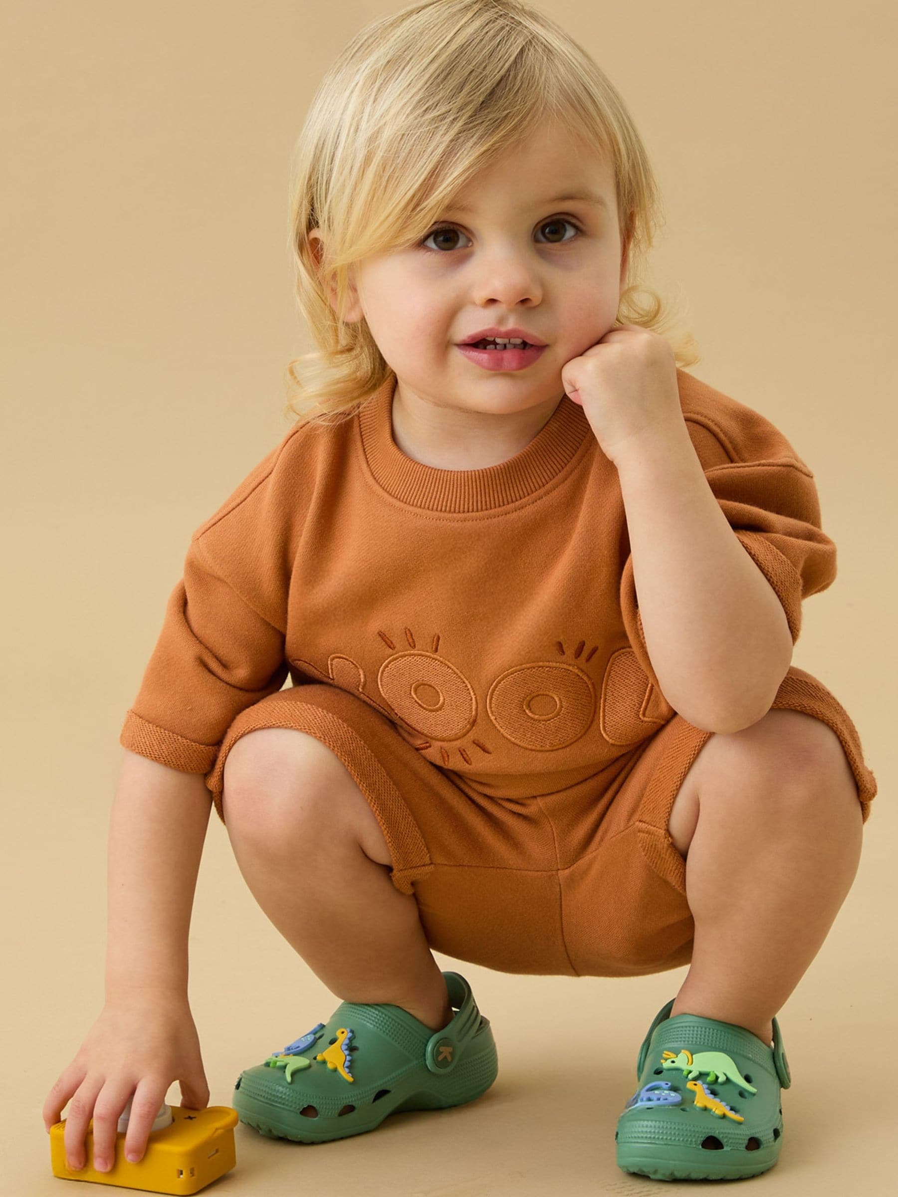 Dsiney Kidz - KIDLY by MORI Brown Loopback Soft Cotton Shorts With Side Pockets image 2