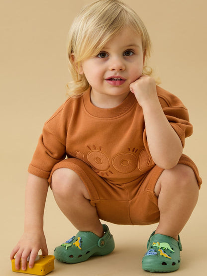 Dsiney Kidz - KIDLY by MORI Brown Loopback Soft Cotton Shorts With Side Pockets image 2