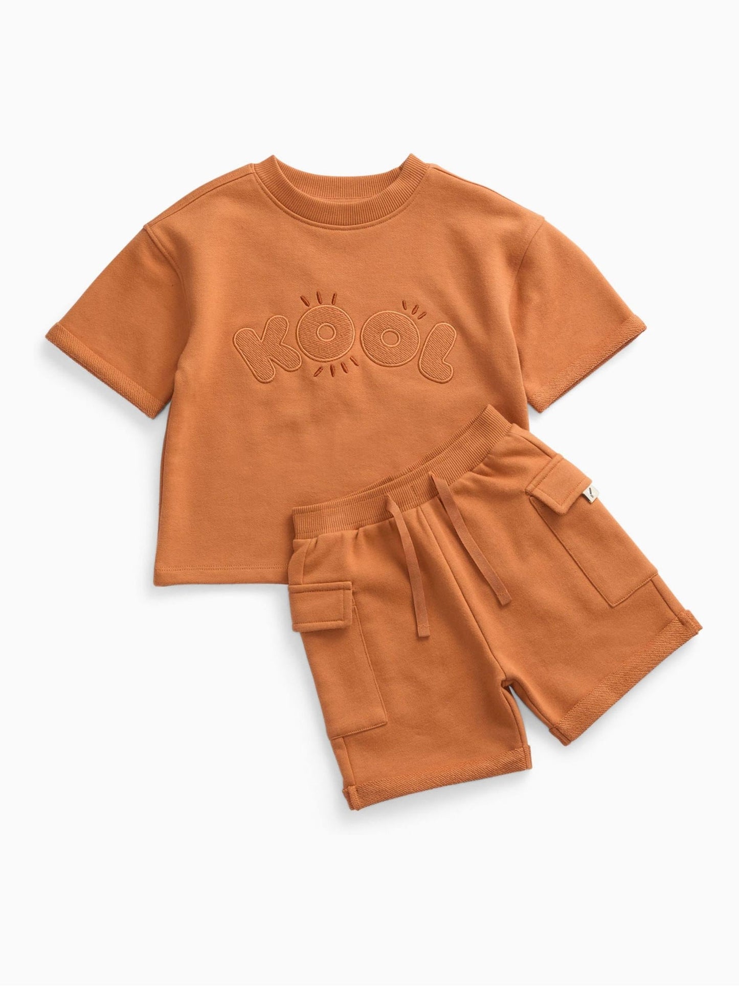 Dsiney Kidz - KIDLY by MORI Brown Loopback Soft Cotton Shorts With Side Pockets image 5
